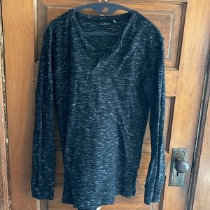 Marc Anthony Black Heathered Long Sleeve Henley Slim Fit Size Large